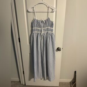 Front Tie Striped Maxi Dress